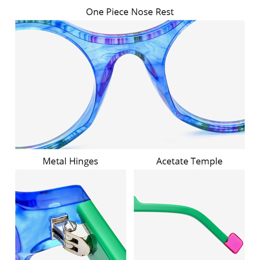 MUTYNE Acetat Brillengestell Herren Bunte Retro Runde Brillen Damen Brillen Brillen