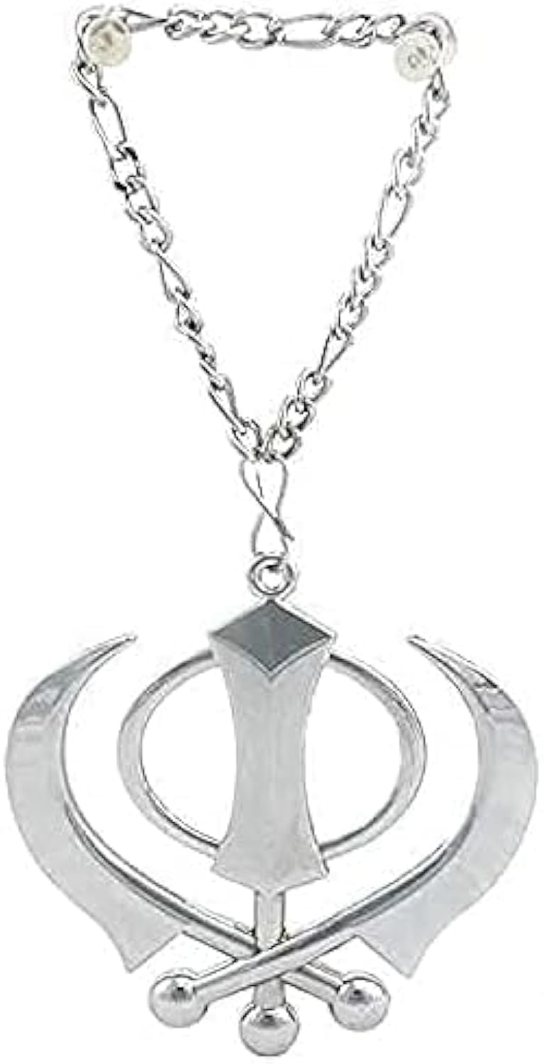 GenericAlbert Sign Sikh Khanda Punjabi Kirpan Sword Symbol Pewter Pendant (Car Hanging Locket) Silver pack of 1