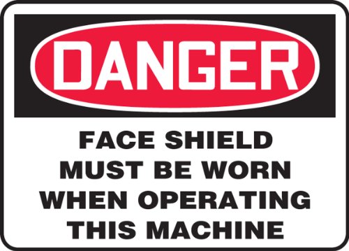 Panneau de sécurité Danger Face Shield Must Be Worn Accuform Accu-Shield 17,8 x 25,4 cm