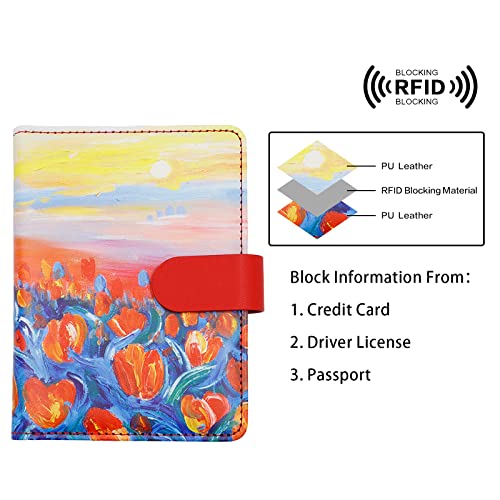 Image of Melsbrinna RFID Passport Holder for Travel, Unisex Adults, Red, PU Leather, RFID Blocking, Passport Cover