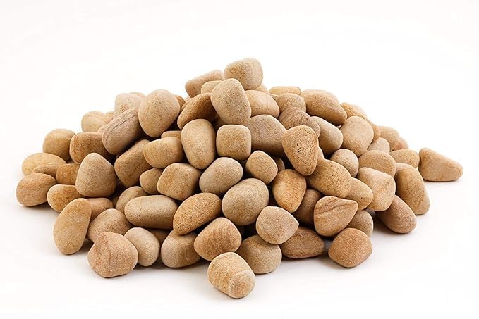 Image of Decorative Landscaping and Garden Teak Stones /Pebbles (0.9 kg /0.5-1-inch, Golden)
