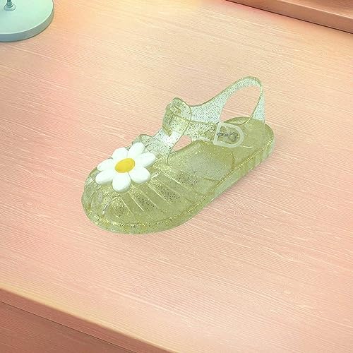 Girls Jelly Sandals Summer Princess Dress Flats Kids Soft Sole Breathable Water Proof Flower Pattern Walking Shoes2