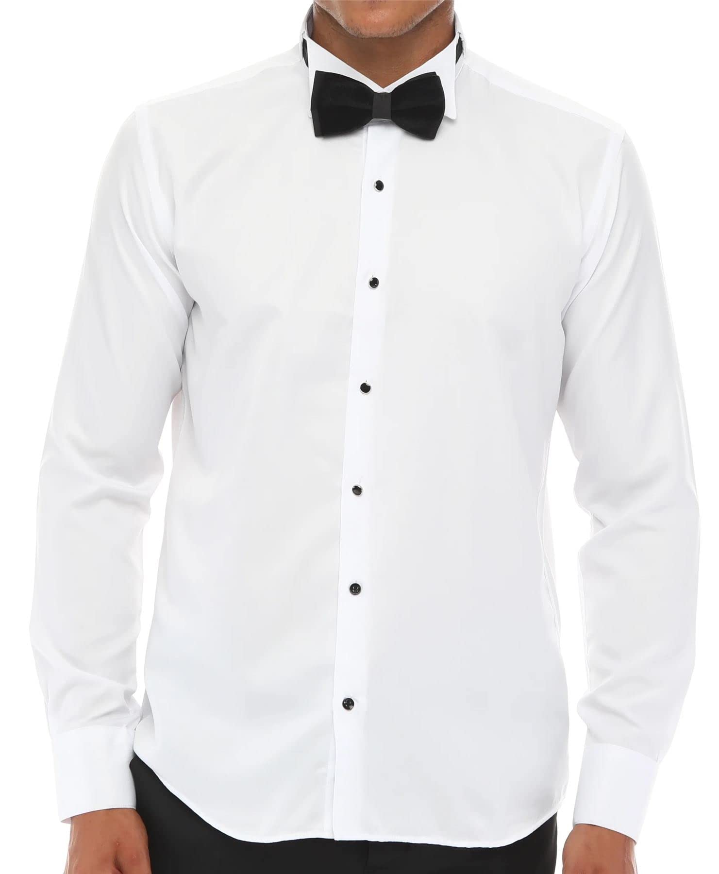 Mens Wing Collar Shirt Tuxedo White Double Cuff Dinner Classic - White M