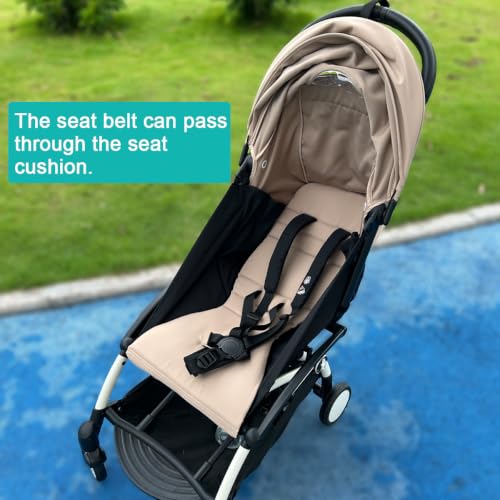 Image of Baby Stroller Seat Cushion and Canopy Compatible with Babyzen YOYO 2 and YOYO+, Pushchair Accessories Replacement Kit, Waterproof Double-Layer Fabric (Taupe)