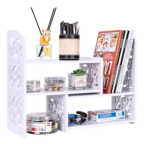 Superbpag DKBSH-201 Desk Organizer Wood Expandable Bookshelf Adjustable Desktop Shelves Rack For Classroom Office Dormitory Home cover