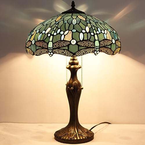 Image of WERFACTORY Tiffany Lamp Stained Glass Bedside Table Lamp Desk Reading Light