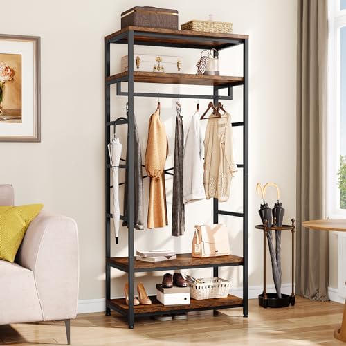 YITAHOME Perchero de Pie con Zapatero, Árbol de Pasillo con 4 Est...