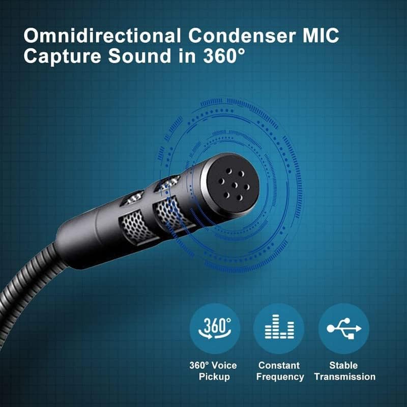 Image of Drumstone USB Desktop Microphone - Plug & Play Condenser Mic with LED, 360 Gooseneck | Ideal for PC, Laptop, Mac, PS4 | Perfect for Gaming, YouTube, Recording