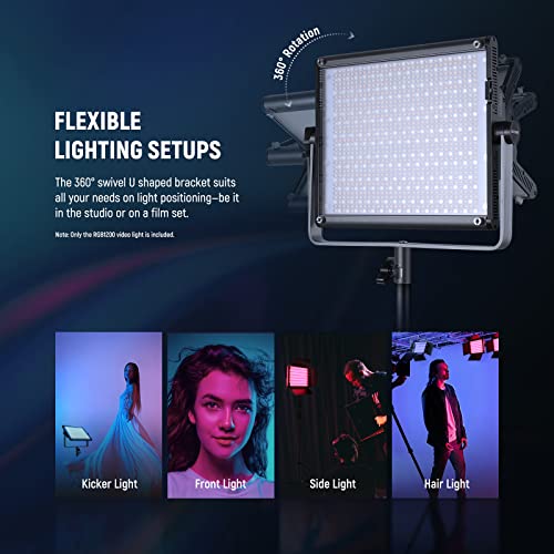 NEEWER RGB1200 RGB LED Video Light Panel with APP/2.4G Control, 60W Studio Photography Lighting 22000Lux@0.5m/1% Precise Min Dimming/360° Full Color/ CRI97+/TLCI98+/2500K-8500K/18 Effect with Barndoor