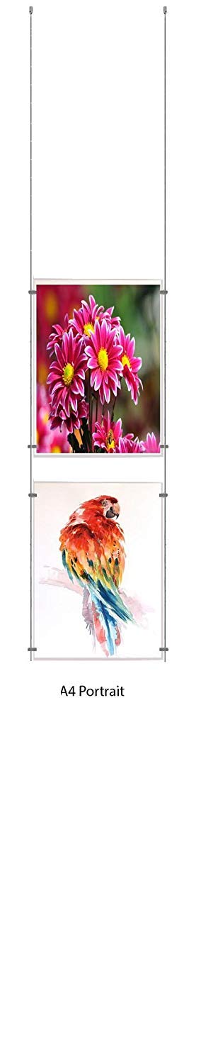 A4 Portrait Wire Cable Display Acrylic Poster Holder Retail Shop Window Signs Display Panels (2)