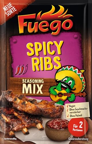 Fuego - Spicy Ribs Seasoning Mix | Würzmischung zum Marinieren von Rippchen | Für 2 Portionen | Ohne Geschmacksverstärker | 30 g im Beutel