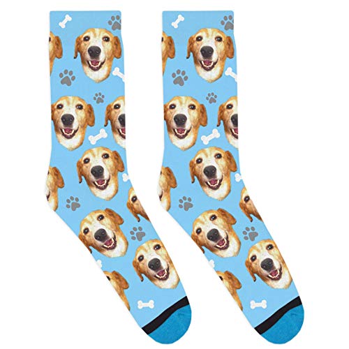 DivvyUp Socks - Custom Dog Socks - Put Your Dog on Socks! (Youth, Blue), Blue, Youth