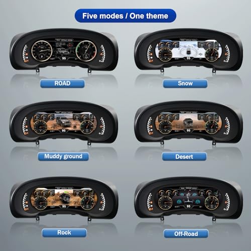 Image of Digital Instrument Cluster Display for Jeep Wrangler 2007-2010 | 12.3 inch HD Screen 1920*720, 2S Fast Boot, Plug&Play, Non-Destructive Install, OTA Upgrade, 6 Mode 4 Color, Speedometer Upgrade