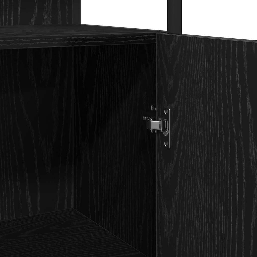 vidaXL Mueble de Cuarto de Baño Roble Negro 33 x 33 x 185,5 cm, Almacenamiento para baño, gabinete Moderno Rectangular, Estante Compacto, solución organizada y Muebles Elegantes