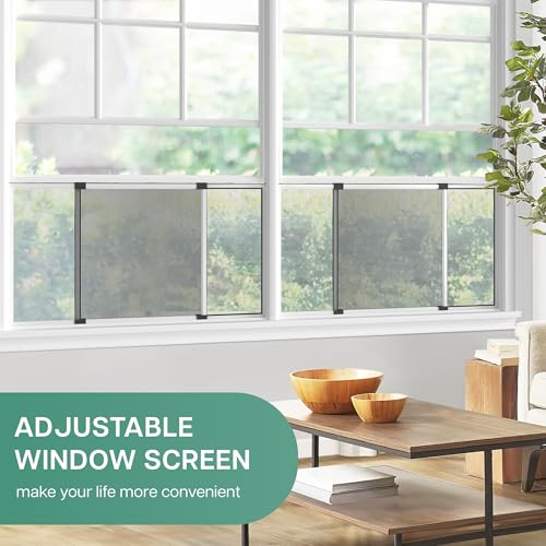 Paramondo Expandable Window Screen, Horizontal (20\" H x 28.6\" - 54\" W, 2 Pack) Adjustable Window Screens, Replacement Window Screens for House Windows