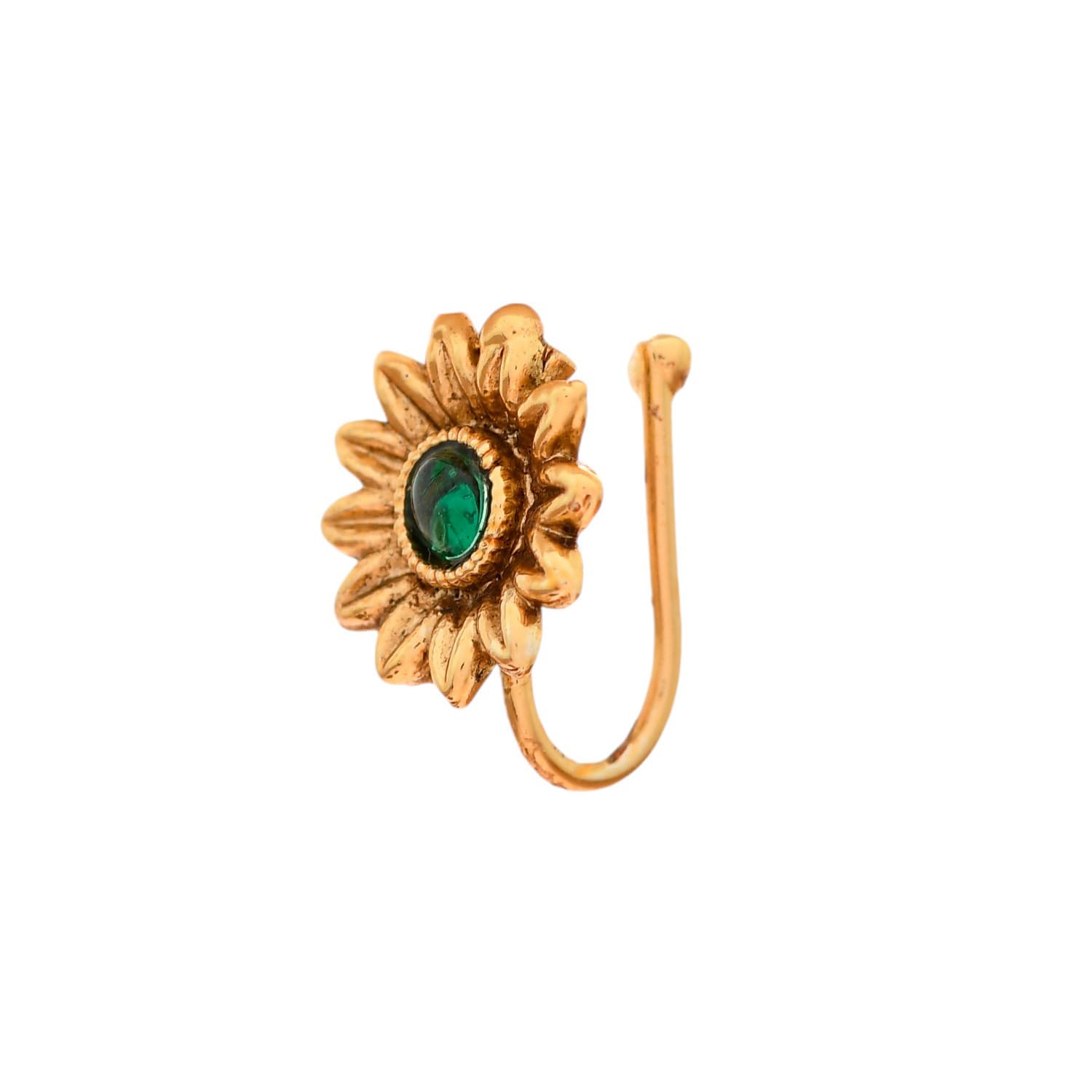 voylla Gold Elegance Sunflower Radiance Gold Nose Pin|Women Nose Pins Nose Rings And Pins|Nose Rings And Pins For Women|Kundan|Wedding|Ethnic|Party|Festive|Pooja|Gift for Women|-picture-5