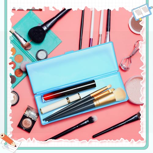 Image of Yexiya 30 Pack Pencil Box Plastic Pencil Case Bulk 7.2 x 2.4 x 0.9 Inches Pink Blue Pen Storage with Hinged Lid Stackable for Pens Crayons School Office Supplies Organization