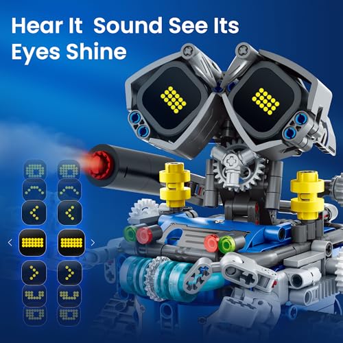 Image of Sillbird STEM Robot Building Kit with Remote Control Gifts for Boys 8-14 | Coding Robotic Toy, Birthday Presents for Kids Ages 8+, App-Controlled, Buildable 5in1 Models, LED Eyes, 596 Pieces