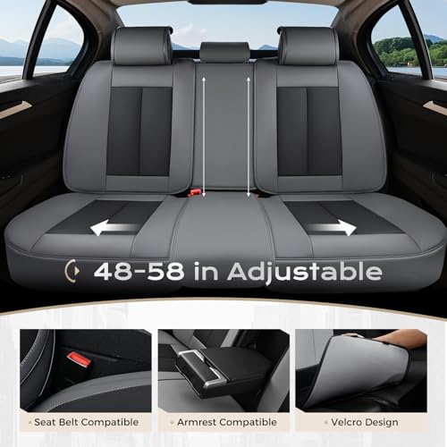 Image of Coverado Car Seat Covers Full Set, Car Seat Protector Waterproof, Nappa Leather Car Seat Cushion, Seat Covers for Cars, Front Seats and Back Universal Fit for Most Cars