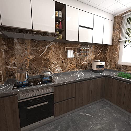 Image of NAREVAL Counter top Covers Peel and Stick Wallpaper Self Adhesive Brown Marble Contact Paper for Kitchen Countertop Marble Paper Table Desk Cover Bathroom Waterproof Laminate Sheets (Brown 60 * 200)