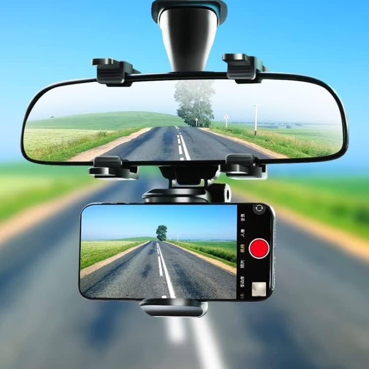 SEVAM Car Rearview Mirror Holder Phone Bracket Car Phone Holder 360 Rotation for Universal Cell Phone Holder Stand Base Vehicle Rear View Mirror Phone Holder Mount Universal Smartphone-image-15