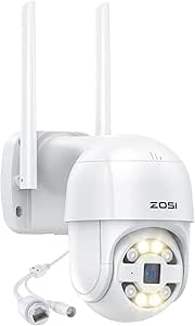 ZOSI C289 Plug-in 3MP Add-On Wireless PT IP Camera Outdoor Indoor, Color Night Vision, 5X Digital Zoom, AI Human Vehicle Detect, Pan/Tilt, Siren Alarm, Auto Track Wired Camera(Only Work NVR ZR08RP) asin的图片
