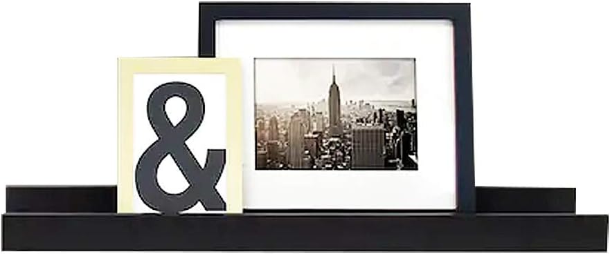 RANK Modern Photo Ledge Floating Shelves Wall Mounted Picture Frames Display Floating Shelf (Espresso, 16 inch)