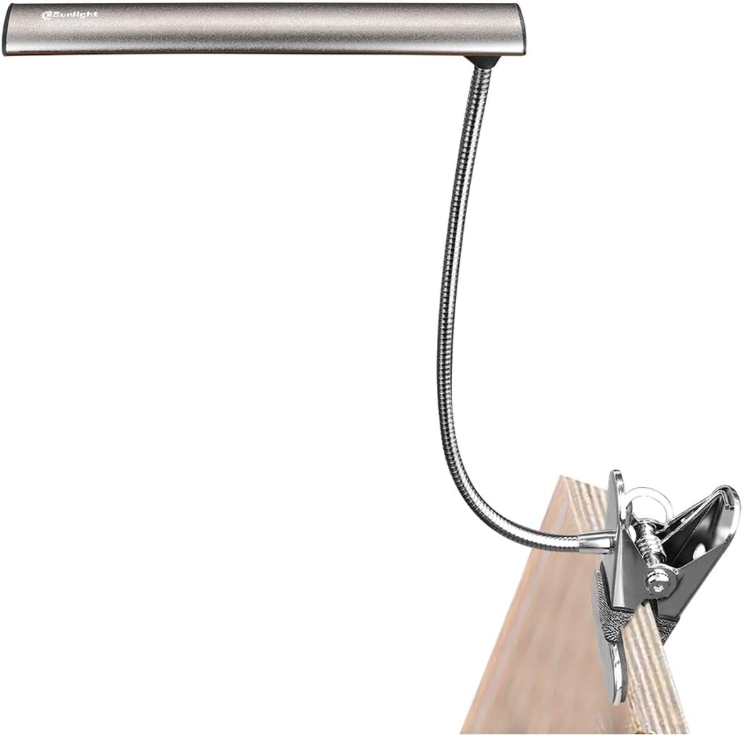 CeSunlight LED Clip on Desk Lamp, Bed Headboard Light with Clamp for Reading, 3000K – 6500K Color Temperature Setting, Stepless Brightness Control, Long USB Cord and AC Adapter Included(Brown)