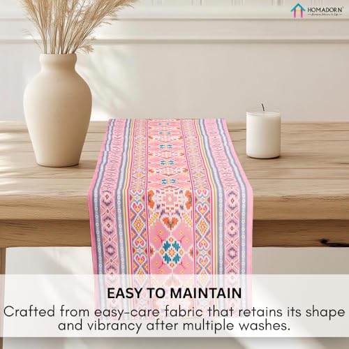 Image of HOMADORN Premium Digital Printed Table Runner - Double Layered Durable Fabric, Elegant Dining & Coffee Table Decoration, Fade-Resistant Prints, Easy Care (13X60 Inches ( 4 Seater), Boho Bliss)