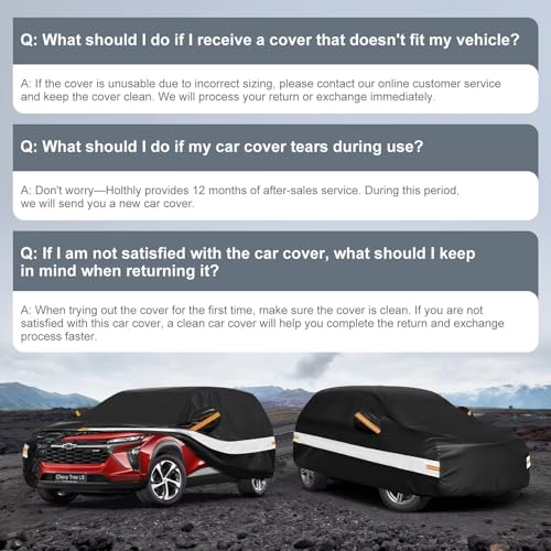Image of 10 Layers SUV Car Cover Custom Fit for Chevrolet Chevy Trax (2013-2026) 1RS, LT, 2RS, ACTIV, Waterproof All Weather for Automobiles, Outdoor Full Cover Sun Dust Protection with Cotton. Black
