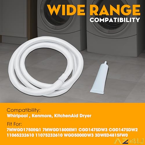 Image of W10906683 Dryer Door Seal Gasket Replaces 3390731 692494 W10389571 W10823580 WP3390731 WPW10389571 For Whirlpool dryer door seal, Kenmore, KitchenAid (Adhesive is included), Dryer seal for whirlpool