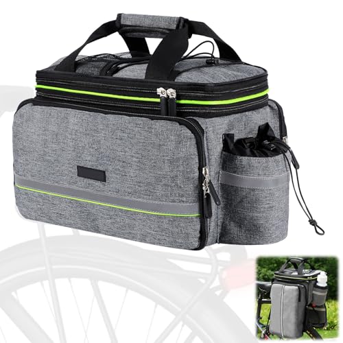 3 In 1 Satteltaschen Für Fahrrad, 20-35L Wasserdicht Gepäckträgertasche, mit Tragegriff und Schultergurt, Fahrradtasche Gepäckträger Fahrrad Tasche mit Fluoreszierenden Streifen Für Camping (Grau)