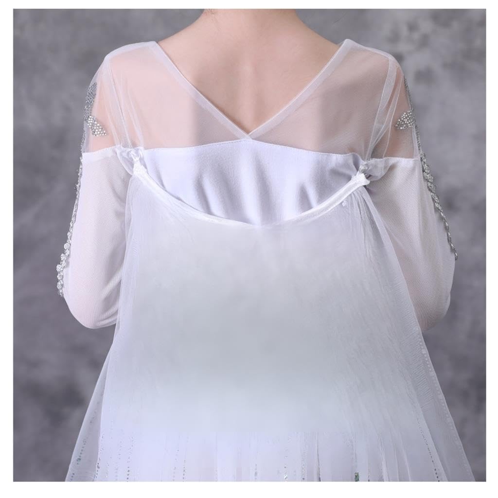 Lito Angels Vestito Bianco da Principessa con Strascico Staccabile e Accessori, Costume Regno di Ghiaccio 2 per Bambina Ragazza, Manica Lunga