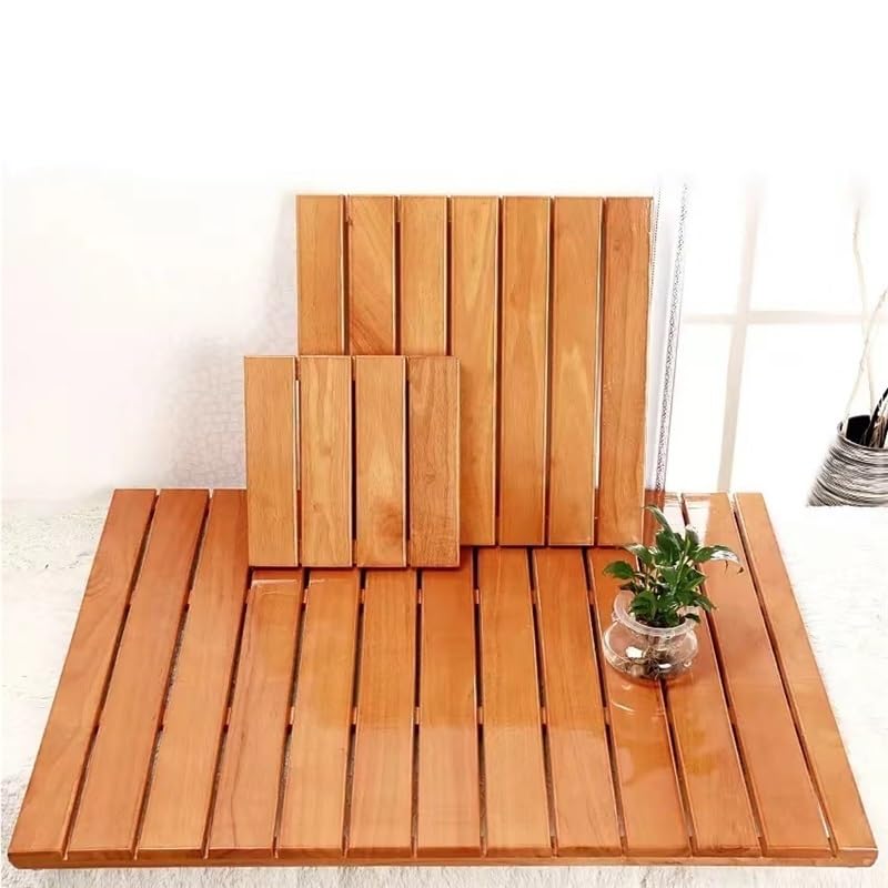 Genérico Alfombrilla Cuadrada de Teca para baño, Alfombrilla Grande de Madera Maciza para Ducha/bañera con Patas de Goma Antideslizantes e Impermeables de 20, 24, 28, 32, 36, 40 y 44 pulgad