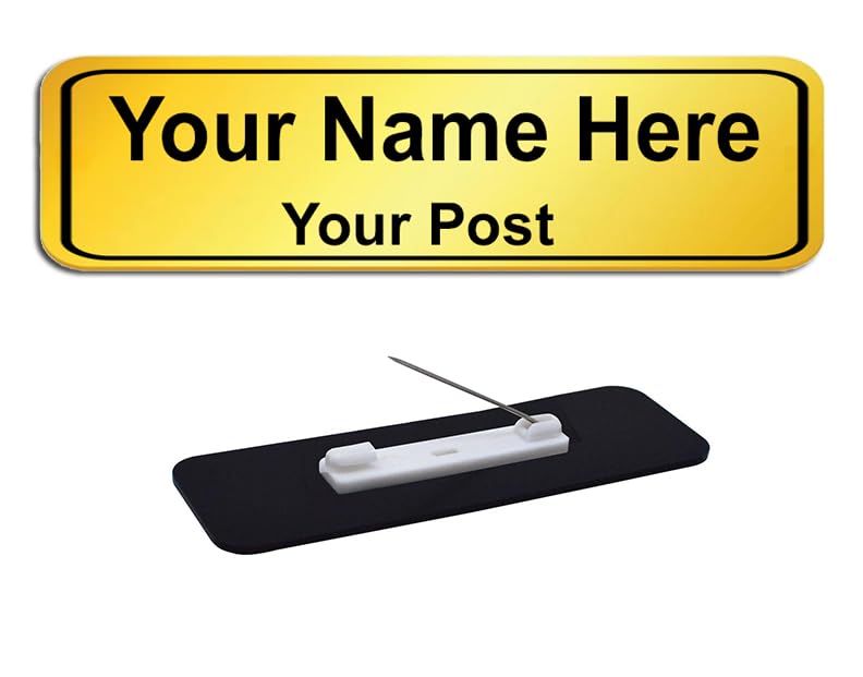 Addline Mart 2 Pieces Personalized Pocket Name Plate 2 Line Badge With Pin Backing For Office Employee School College Student,Uniform,Shirt,Coat. Size: 7.00 Centimeters(W)+2.50 Centimeters(H),2 Labels