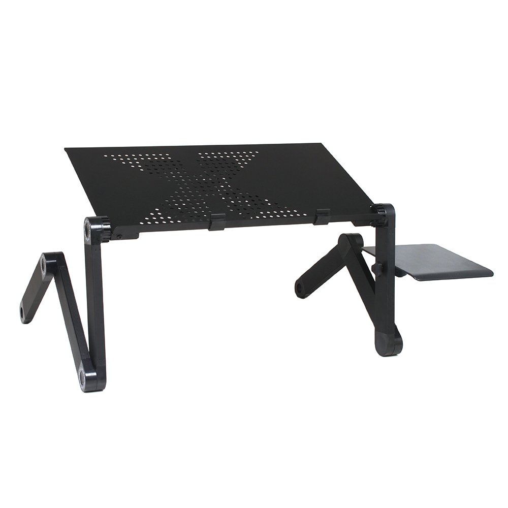 Azadx Notebook Computer Stand, Adjustable Aluminum MacBook Laptop Desk, Portable Home Use Executive Office Assembled Folding Table, Light Weight Ergonomic TV Bed Lap Tray (Black, Stand with Fan)