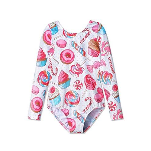 HOZIY Gymnastics Leotards for Girls Unicorn Pink Purple Sparkly Dancewear Activewear Quick Dry 3-4T Long Sleeve-cake