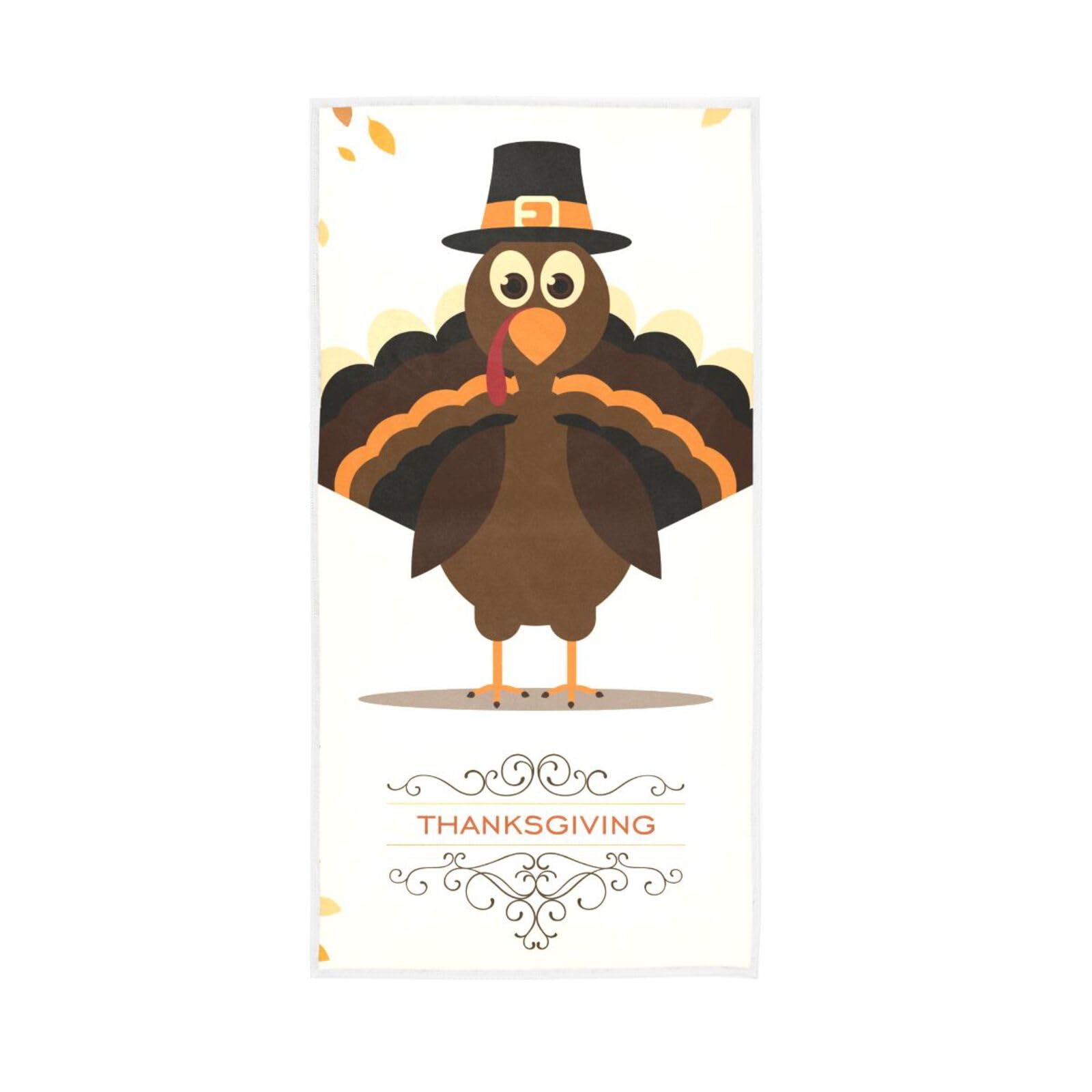LSRCPD Happy Thanksgiving Celebration Towel, 15 x 30 Inches Absorbent Hand Towel Spa Facial Towels Salon Towles