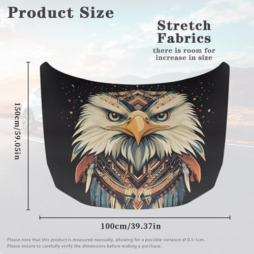 Image of Cartoon Eagle Hood Cover Elastic Fabric, Bald Eagle Polka Dot Car Cover Suitable for Most Vehicles Sedans Trucks SUVs, Cute Animal Car Decorate Accessories
