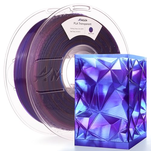 Image of AMOLEN Transparent PLA Filament Blue Purple, Translucent PLA 3D Printer Filament 1.75mm ±0.02mm, NO-Tangle & Low Warping, Dimensional Accuracy + /- 0.02 mm, Fits Most FDM 3D Printers