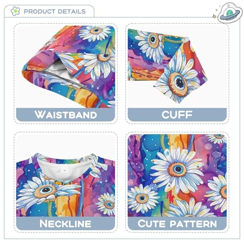 JUNZAN Daisies Evil Eyes Ball on Rainbow Big Boys Hoodie Sweatshirt Fleece Outerwear for Kids Camping 4T3