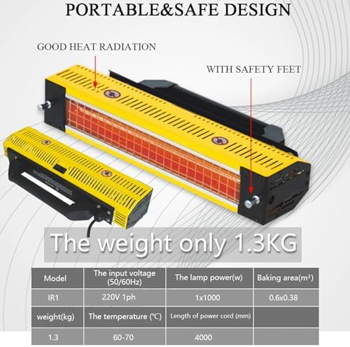 Infrared Curing Lamp 1000W - Automotive Paint Booths & Body Repair Paint Curing System for Efficient Paint Drying and Curing