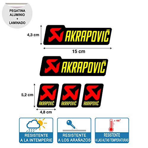 Aufkleber Aufkleber Aufkleber Aufkleber Aufkleber Aufkleber Autocollants Kompatibel mit Akrapovic Rohr Escape Aluminium Hoch Temperatur +180 Grad Vinyl Laminat Motorrad Auto Ref 2