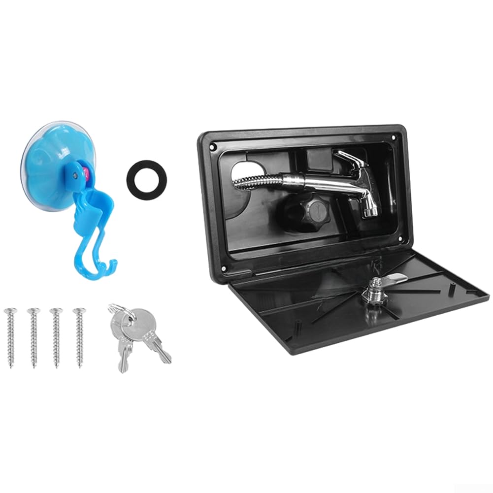 Caja de ducha de acero inoxidable para caravana con manguera de 1,5 m