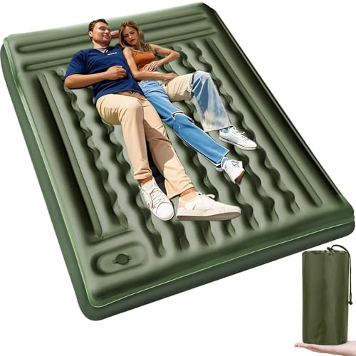 Airminti Camping Isomatte Selbstaufblasend Doppel – 12cm Dicke Luftmatratze für 2 Personen, Ultraleichte Aufblasbare Schlafmatte mit Fußpumpe & Kissen, Outdoor Campingmatratze Wasserdicht & Tragbar