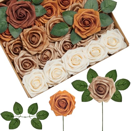 InnoGear Artificial Flowers, 50 Pcs Shades of Earth Tones Foam