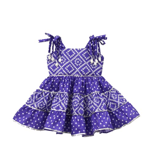 Image of VIKITA Girls Dresses Summer Sleeveless Knee Length Party Frock For 1 To 8 Years Girls (1-2 Years, Aqua Blue)