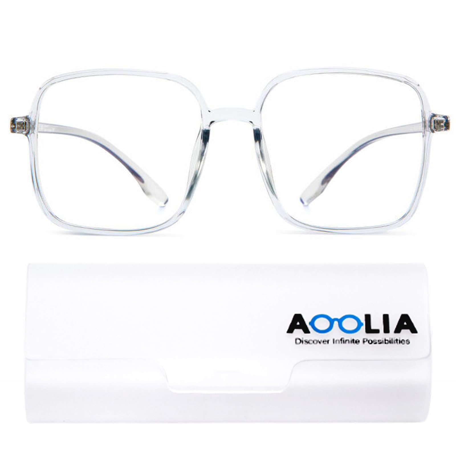 AOOLIA Square Reading Glasses Oversized Full Rim Spectacles Trendy Blue Light Blocking Reader Eyeglasses Lightweight Eyewear