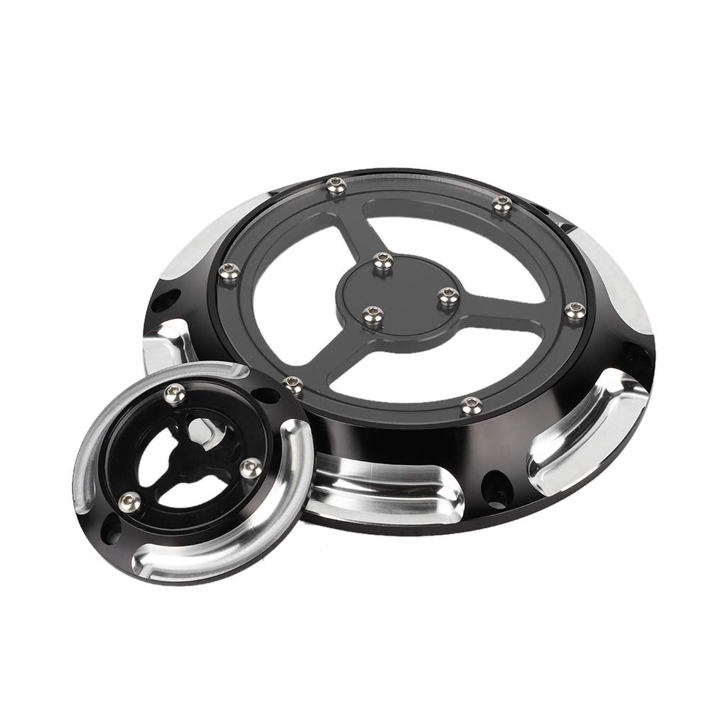 Ausla Set Coperchio Derby in Alluminio e Coperchio Timer Nero Argento Sostituzione Motore per Motociclisti Adatto per Modelli XL XR 883 1200 Dal 2004 a Successivi (Nero e argento)