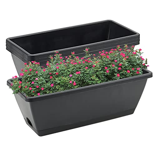 Fioriera Da Finestra 3 Pezzi 40cm | Vaso Lungo In Plastica Verde | Whitefurze